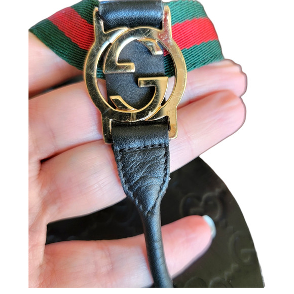 Gucci GG Black Web Thong Guccissima Sandals Logo Monogram Flip Flop 6.5 36.5 - Picture 11 of 12